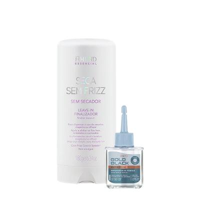 Kit de Tratamento Capilar Seca sem Frizz Gold Black Leave-in Reparador de Pontas Amend Cosméticos