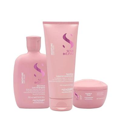 Kit de Tratamento Capilar Semi Di Lino Moisture Nutritive Shampoo Máscara Leave-in Alfaparf