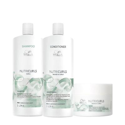 Kit de Tratamento Capilar Nutricurls Shampoo+Condicionador 1L+Máscara 150ml Multicolorido Wella