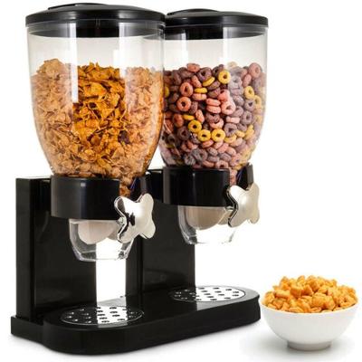 Organizador de Mantimentos Duplo Dispenser de Cereais e Grãos Plástico Durável Cozinha Preto Yeet 2L