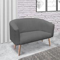 Namoradeira Stella 02 Lugares Stella Linho Grafite A26 Pés Palito Natural - D'Rossi - 2