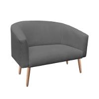 Namoradeira Stella 02 Lugares Stella Linho Grafite A26 Pés Palito Natural - D'Rossi