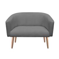 Namoradeira Stella 02 Lugares Stella Linho Grafite A26 Pés Palito Natural - D'Rossi - 5