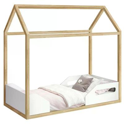 Mini Cama Montessoriana Zoe com Grade MDF-MDP Branco Natural Reller Móveis