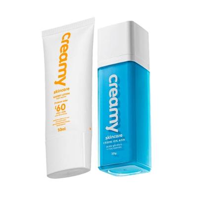 Kit Skincare Protetor Solar Facial Fps 60 Glicólico com Ácido Redutor 50ml e 30g Multicolorido