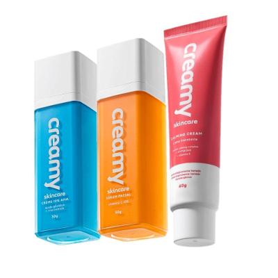 Kit Skincare Vitamina C Glocólico Calming Cream com Sérum e Creme Redutor e Hidratante Transparente