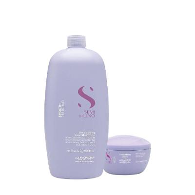Kit Tratamento Capilar Semi Di Lino Smooth Limpeza e Brilho Intenso Shampoo e Máscara Alfaparf