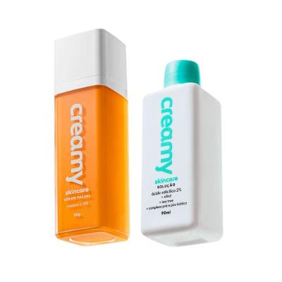 Kit Skincare Vitamina C Antiacne com Sérum 30g e Solução Tônica 90ml Transparente Creamy