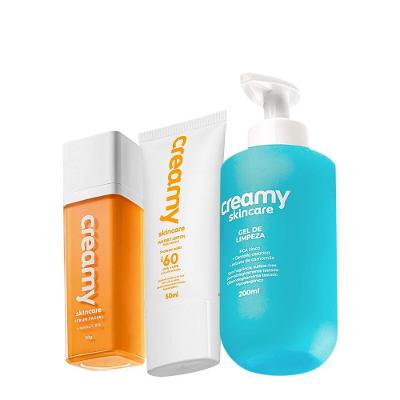 Kit Skincare Creamy Vitamina C Protetor Solar Gel de Limpeza 30g 50ml 200ml