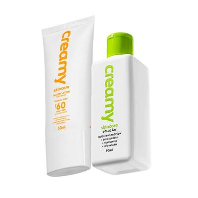 Kit Skincare Protetor Solar Facial Fps 60 Tranexâmico com Ácido Multicolorido Creamy