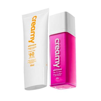 Kit Skincare Protetor Solar Facial FPS 60 Mandélico com Ácido Mandélico 50ml e 30g Creamy