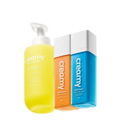 Kit Skincare Creamy Limpador Glicerinado Vitamina C Ácido Glicólico 200ml 30g