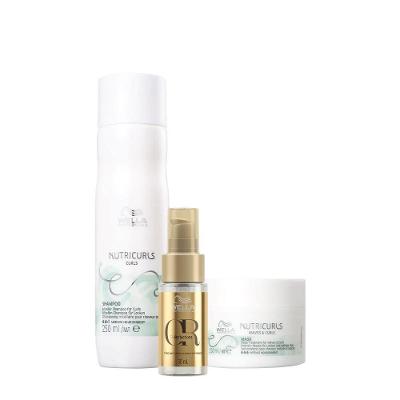 Kit Shampoo Máscara e Óleo Capilar Nutricurls Efeito Gloss Multicolorido Wella 250ML 150ML 30ML