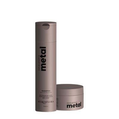 Kit Shampoo e Tratamento Sequestra Metal Blindagem da Cor Detox Multicolorido Acquaflora 300ML 250G