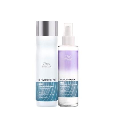 Kit Shampoo e Leave-in Bifásico Blondorplex Proteção Térmica Antifrizz Wella 250ML 145ML