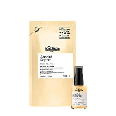 Kit Shampoo Absolut Repair Gold Refil Oil 30 2 Unidades
