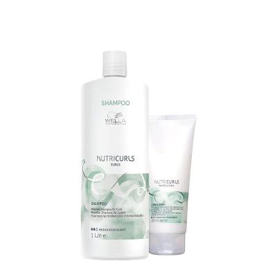 Kit para Cabelos Cacheados Nutricurls Nutrição Intensa Multicolorido Wella Shampoo 1L Condicionador