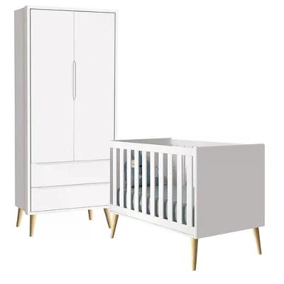 Conjunto de Quarto com Berço Americano e Guarda Roupa 2 Portas MDF Reller Móveis