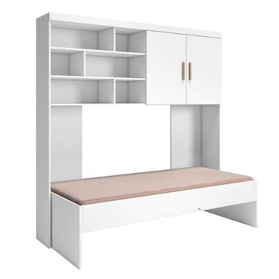 Conjunto de Quarto Chiara Módulo Aéreo 2 Portas e Cama com Colchão MDP Branco Phoenix Baby