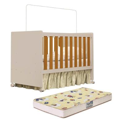 Berço Mini Cama Katatau Flex com Colchão D18 de 10cm Areia Fosco-savana Fosco Reller Móveis
