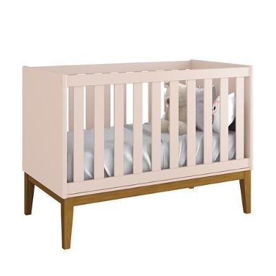 Berço Mini Cama Classic Transforma-se em Mini Cama Rosa Fosco Reller Móveis
