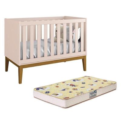 Berço Mini Cama Classic Transforma-se em Mini Cama Rosa Fosco Reller Móveis