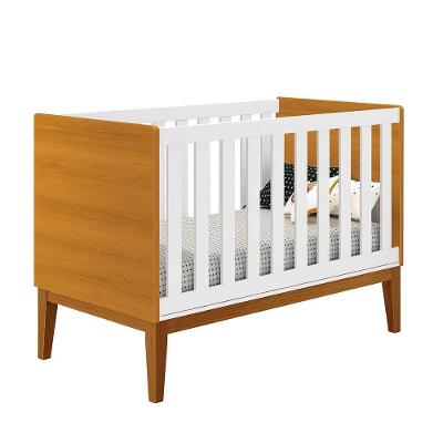 Berço Mini Cama Classic Transforma-se em Mini Cama Pés em Madeira Branco-savana
