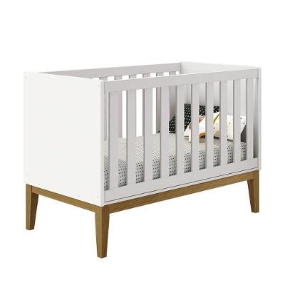 Berço Mini Cama Classic Transformável em Mini Cama Branco Fosco com Pés em Madeira Pinus Reller
