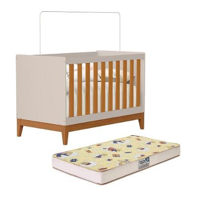 Berço Americano Mini Cama Flip MDF Colchão Supreme Bege
