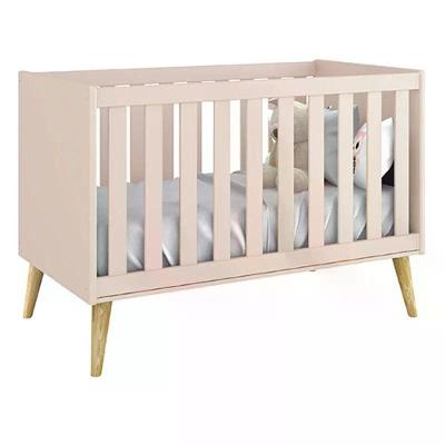 Berço Mini Cama Theo Transforma-se em Mini Cama Rosa Fosco Reller Móveis
