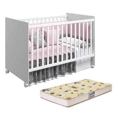 Berço Mel com Colchão D18 Supreme Branco Fosco Reller Móveis