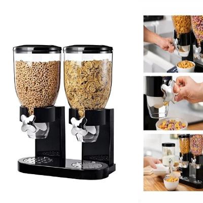 Porta Cereais Mantimentos Duplo Dispenser Alimentos Acrílico Plástico Durável Cozinha Preto Yeet