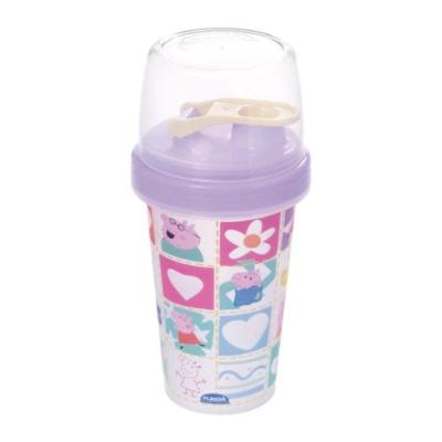 Shakeira Mini Shakeira Pig Plástico Resistente 320ML com Tampa para Crianças Plasútil