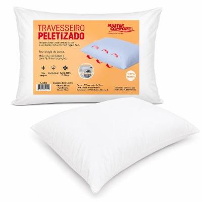 Travesseiro Ergonomico Alto Tradicional Fibra Peletizado Macio Antialérgico Branco Master