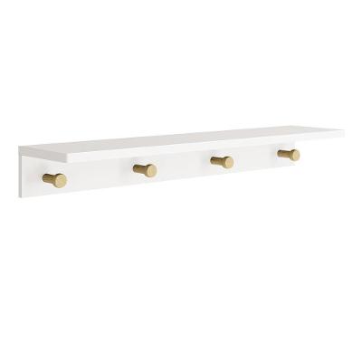 Prateleira Cabideiro Bia sem Porta sem Gavetas MDF 89,6CM Branco Fosco e Madeira Natural