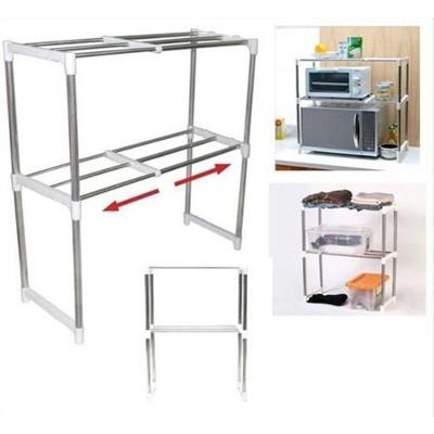 Prateleira Multifuncional Ajustável Estante Cozinha Quarto Banheiro Rack Telescópico em ABS e Aço