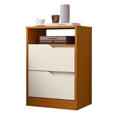 Mesa de Cabeceira Retangular Sole Moderno 2 Gavetas MDP 45CM Off White e Cinamomo