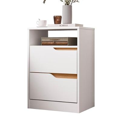 Mesa de Cabeceira Sole 2 Gavetas MDP Moderno Branco-freijó
