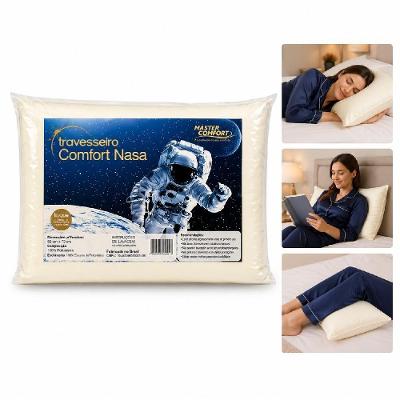 Travesseiro Comfort Nasa Tradicional Viscoelástico Alto Ortopédico Antialérgico Branco