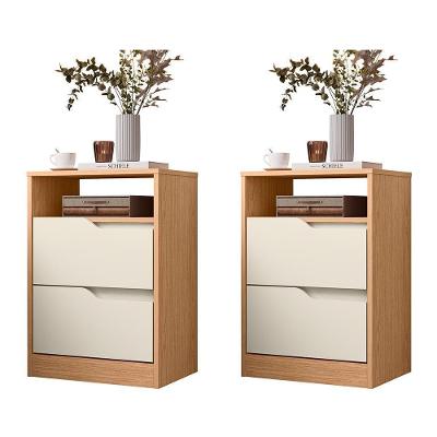 Kit 2 Mesas de Cabeceira Sole 2 Gavetas MDF Contemporâneo Off White e Freijó Albatroz Móveis