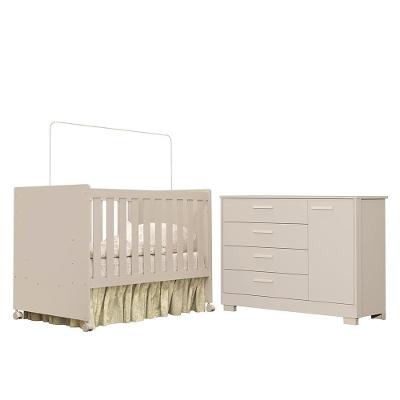 Jogo de Quarto Infantil Cômoda e Berço Katatau MDF Areia Fosco Reller Móveis