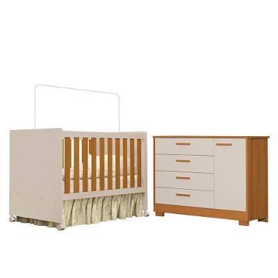 Jogo de Quarto Infantil Cômoda e Berço Katatau MDF Areia Fosco-savana Reller Móveis