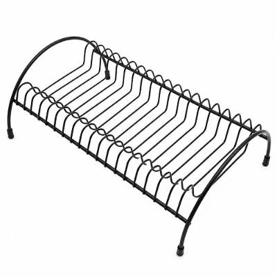 Escorredor de Pratos Simples Organizador de Pia Compacto para Cozinha Preto Metal