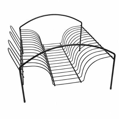 Escorredor de Pratos Compacto com Porta Copos em Metal Resistente para Cozinha Preto