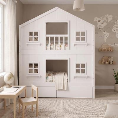 Beliche Infantil Casinha dos Sonhos com Gavetas e Fechamento Inferior Branco Megamobília