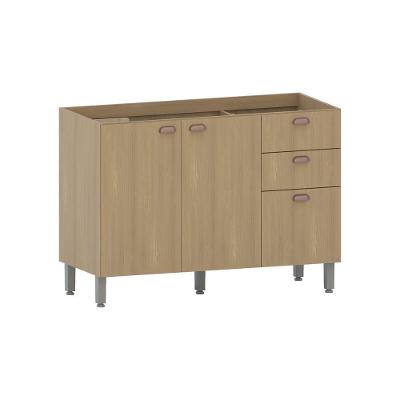 Balcão de Cozinha Classic 2 Portas 3 Gavetas MDP 120CM Amadeirado