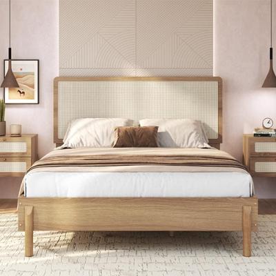 Cama Casal Moss com Cabeceira Palha Sintética MDP Café Lyam Decor