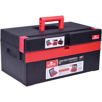 Caixa de Ferramentas 941484 Organizadora com 2 Bandejas Removíveis Preto Worker