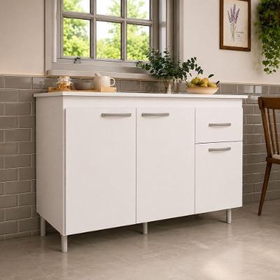 Balcão Pop 3 Portas 1 Gaveta MDP 15mm 118CM Branco Indékes