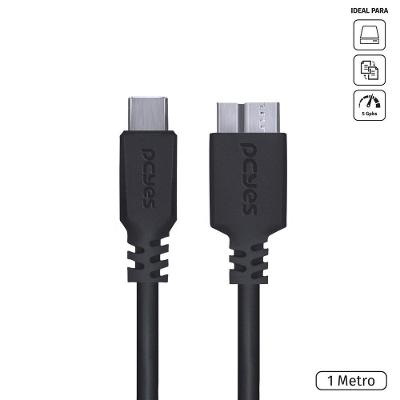 Cabo P3ucmbp-1 USB-C para Micro USB B 3.0 5 Gbps 1 Metro Pcyes